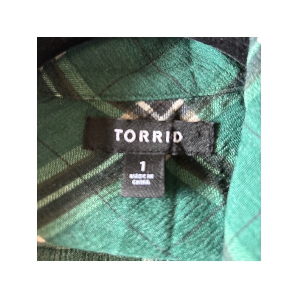 Torrid Oversized Kimono Shirt Asher Stripe Impatiens Green Pink Plaid 1 1X Gauze - Picture 6 of 8
